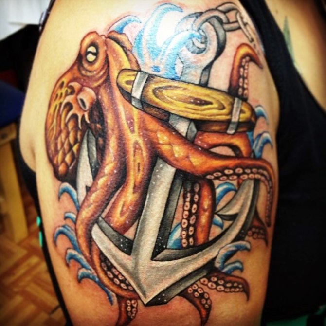 Octopus with Anchor Tattoo - 30 Octopus Tattoos <3 <3