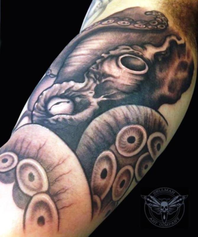 Black and Grey Octopus Tattoo - 30 Octopus Tattoos <3 <3