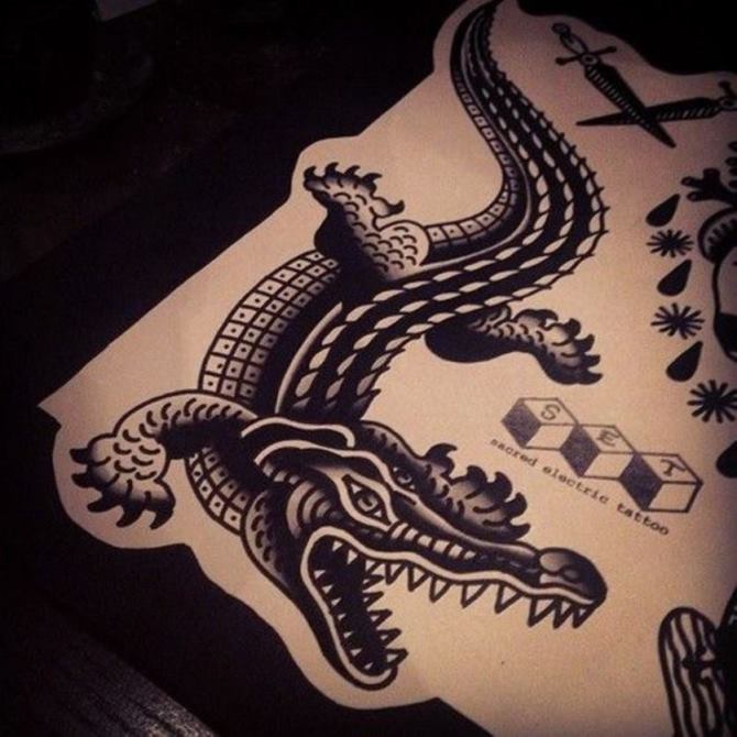 Old School Alligator Tattoo - Crocodile Tattoos <3 <3