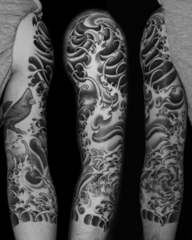  Japanese Sleeve Tattoo Black and White - 20 Water Tattoos <3 <3