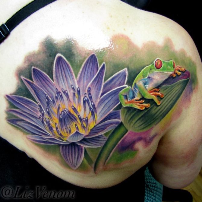 Water Lily Frog Tattoo - 20 Water Tattoos <3 <3