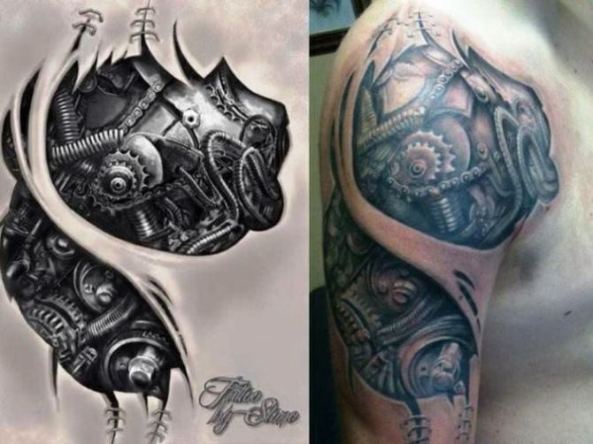 Mechanical Tattoo Designs - 20 Biomechanical Tattoos <3 <3