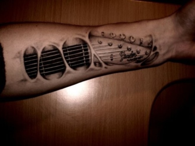 3d Tattoo Guitar - Guitar Tattoos<3 <3