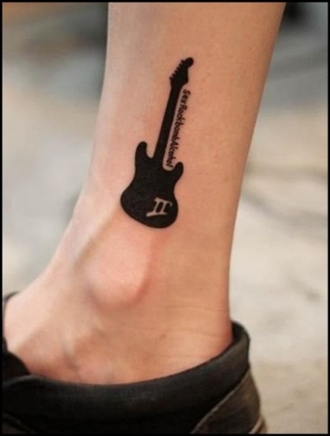 Guitar Tattoo on Leg - Guitar Tattoos<3 <3