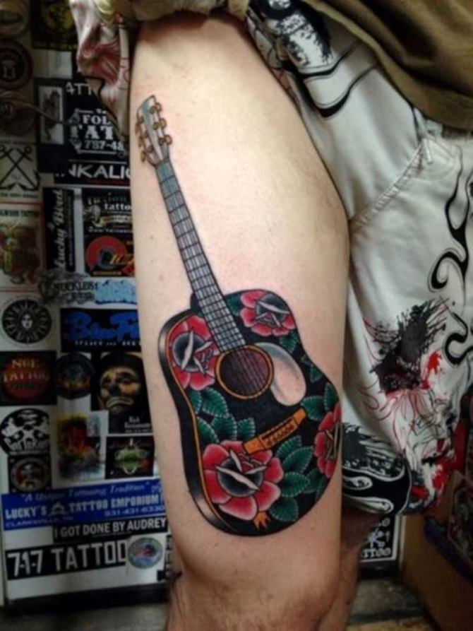 Traditional Guitar Tattoo - Guitar Tattoos<3 <3