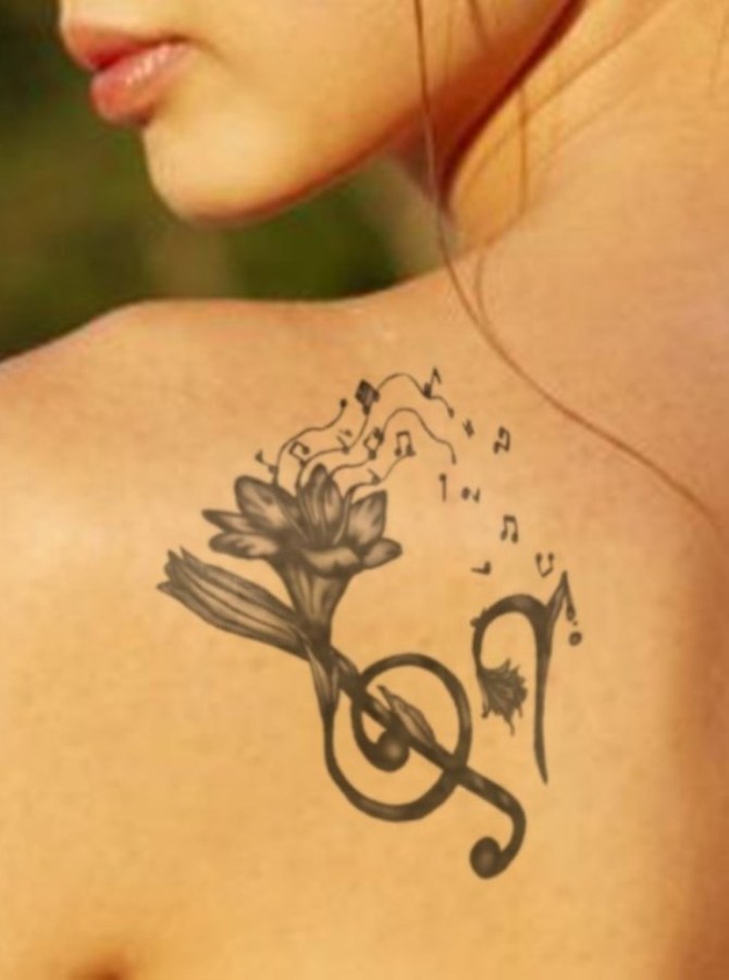 Tattoo on Shoulder Blade Girls - 20+ Music Tattoos <3 <3