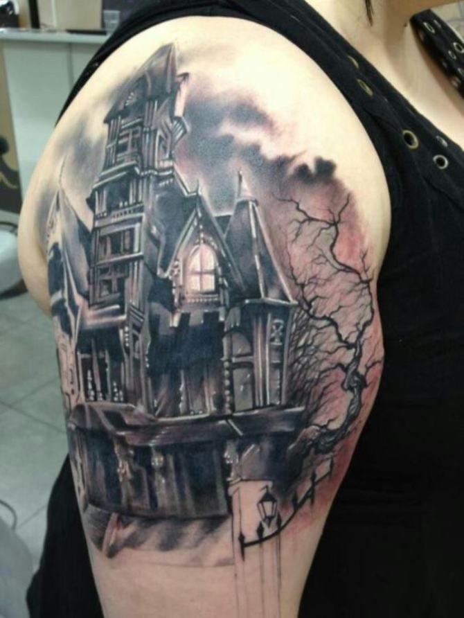 Haunted House Tattoo - Castle Tattoos <3 <3