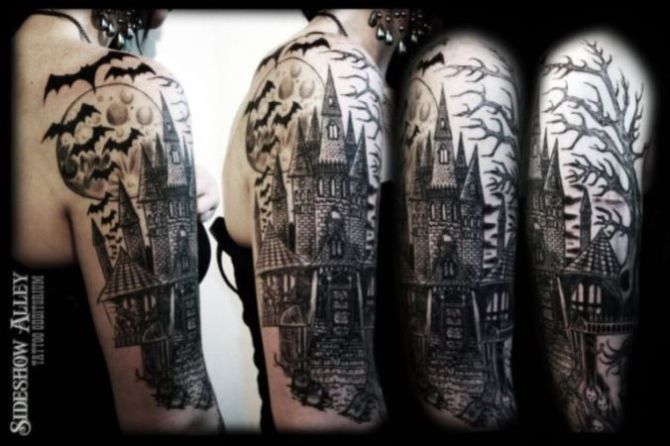 Haunted House tattoo Designs - Castle Tattoos <3 <3