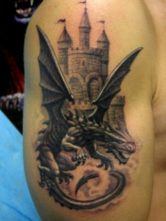 Dragon Tattoo on Shoulder - Castle Tattoos <3 <3