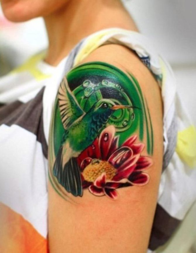 Tattoo Hummingbird with Flower - Native American Tattoos <3 <3