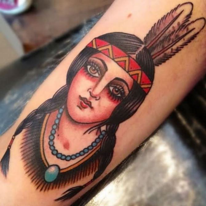  Tattoo Old School Girl - Native American Tattoos <3 <3