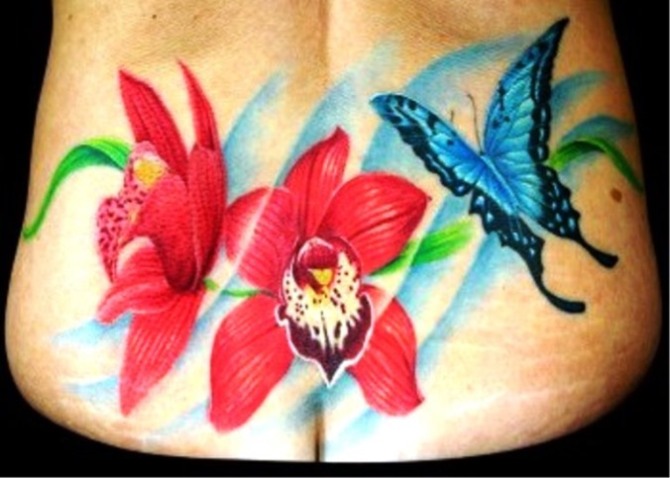 Tattoo Butterfly and Flowers - Butterfly Tattoos