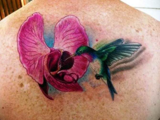 Hummingbird and Orchid Tattoo - Orchid Tattoos <3 <3