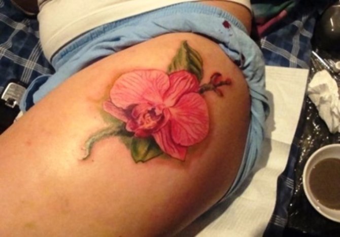 Orchid Tattoos on Thigh - Orchid Tattoos <3 <3