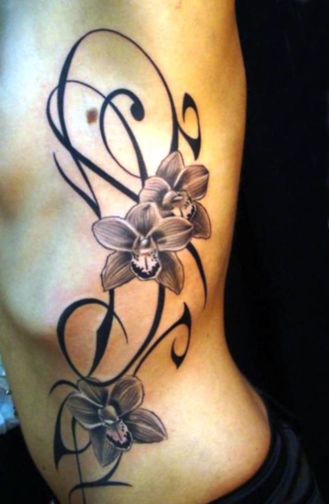  Black and Grey Flower Tattoo - Orchid Tattoos <3 <3