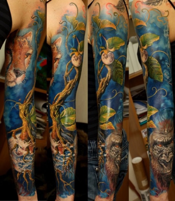 Color Full Sleeve Tattoo