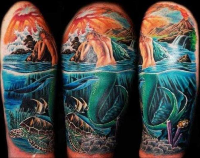  Mermaid Half Sleeve Tattoo - 50 Mermaid Tattoos <3 <3