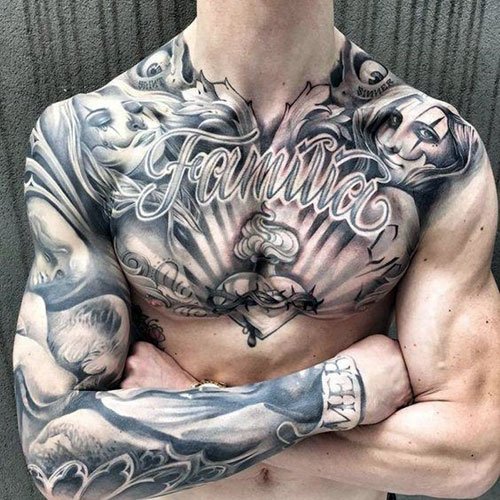 Family Chest Tattoo Designs