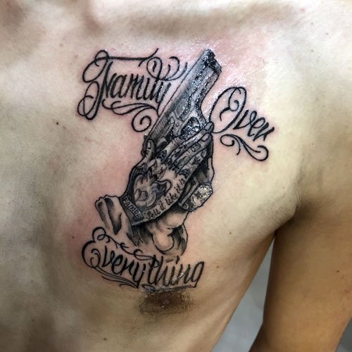 Family Over Everything Tattoo chest