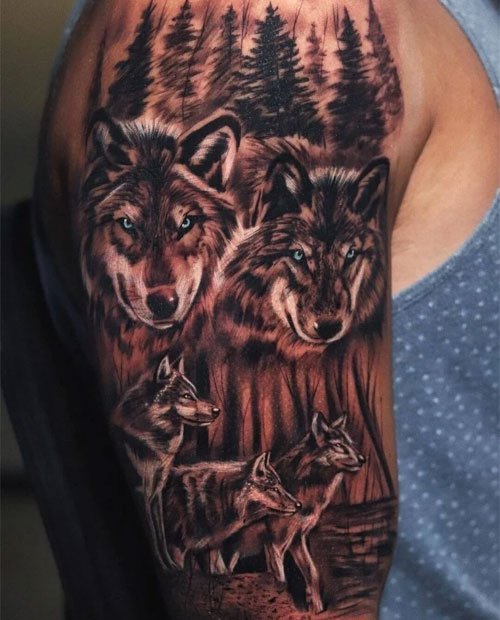 Wolf Family Tattoo Designs