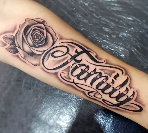 Family Forearm Tattoo with roses