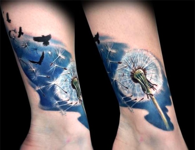 3d Dandelion Tattoo