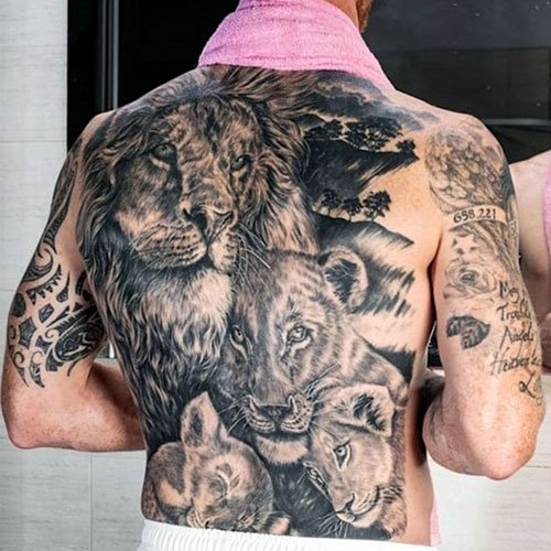 Lion Family Tattoo Back