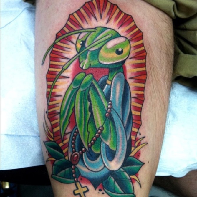 Traditional Praying Mantis Tattoo - Mantis Tattoos