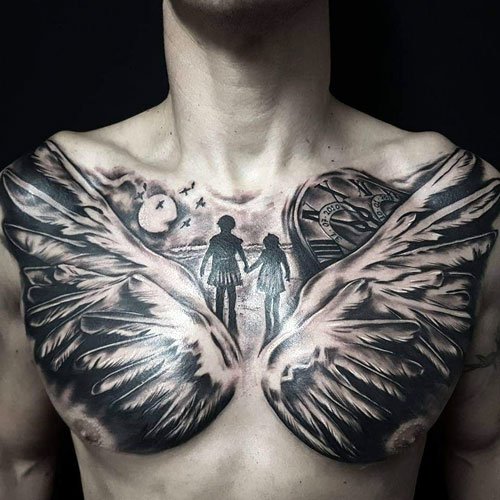 Family Chest Tattoo For guys