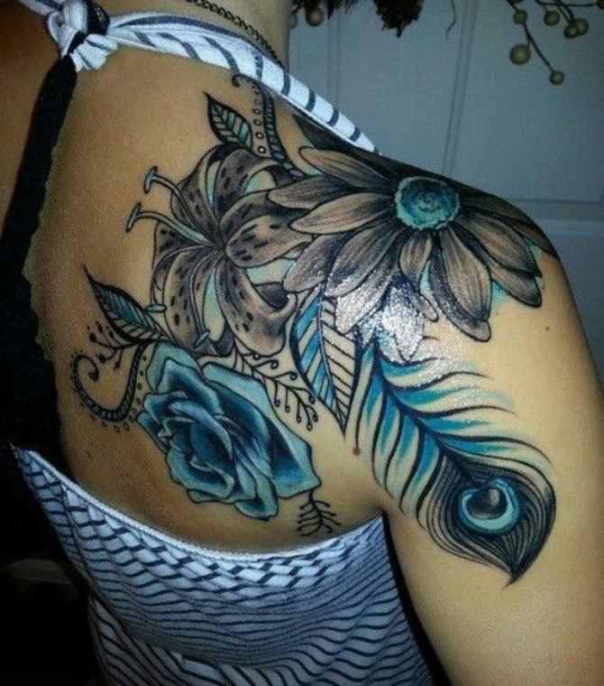 Shoulder Flower Tattoo for Women