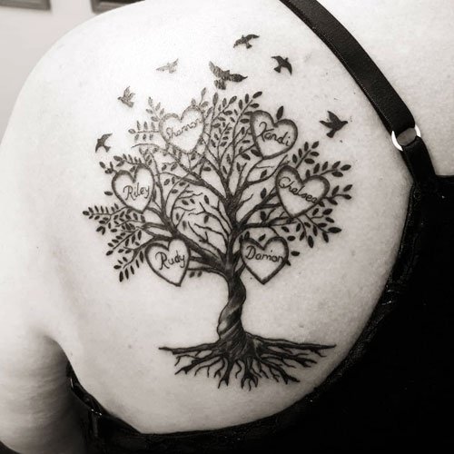 Family Tree Tattoo on back